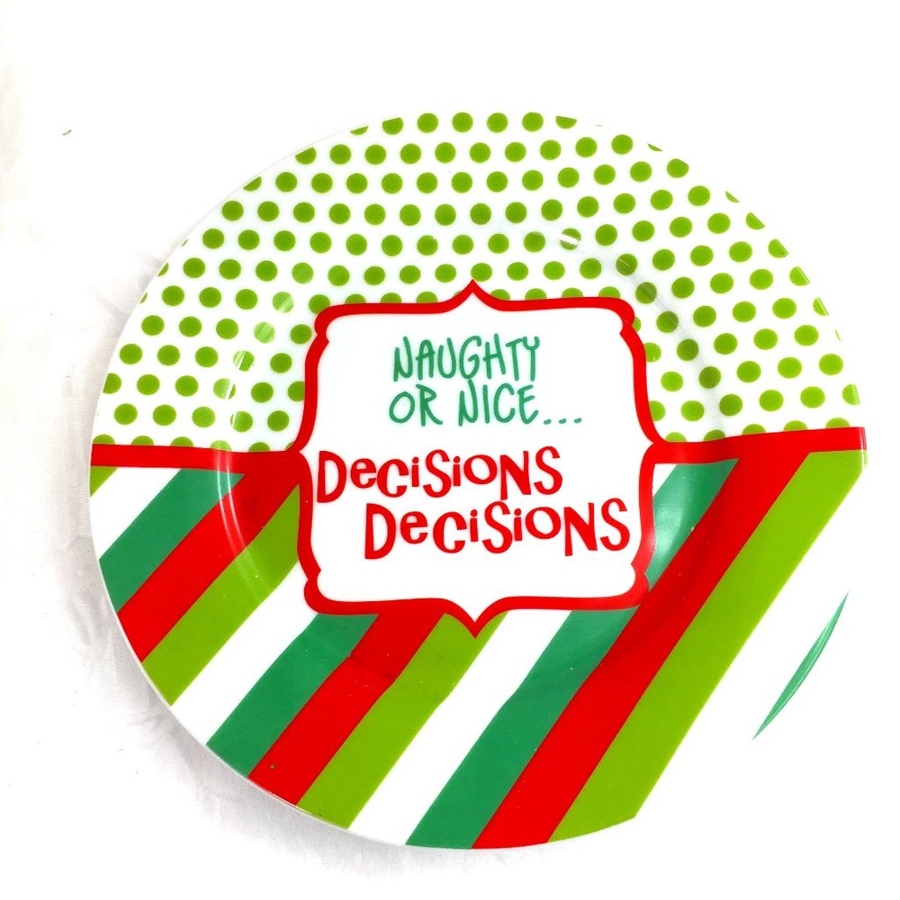 Clay Art Santa's Christmas Ceramic Cookie Plate  Naughty or Nice